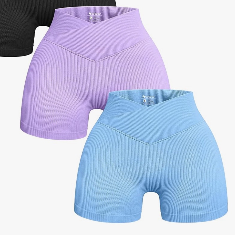 High Waist Cross-Over Yoga Shorts